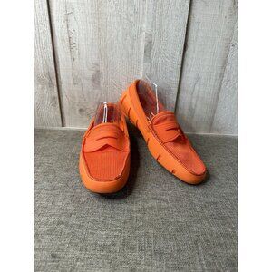 SWIMS Mens Penny Loafers Size 8 Machine Washable Boat Deck Orange Coral Shoes